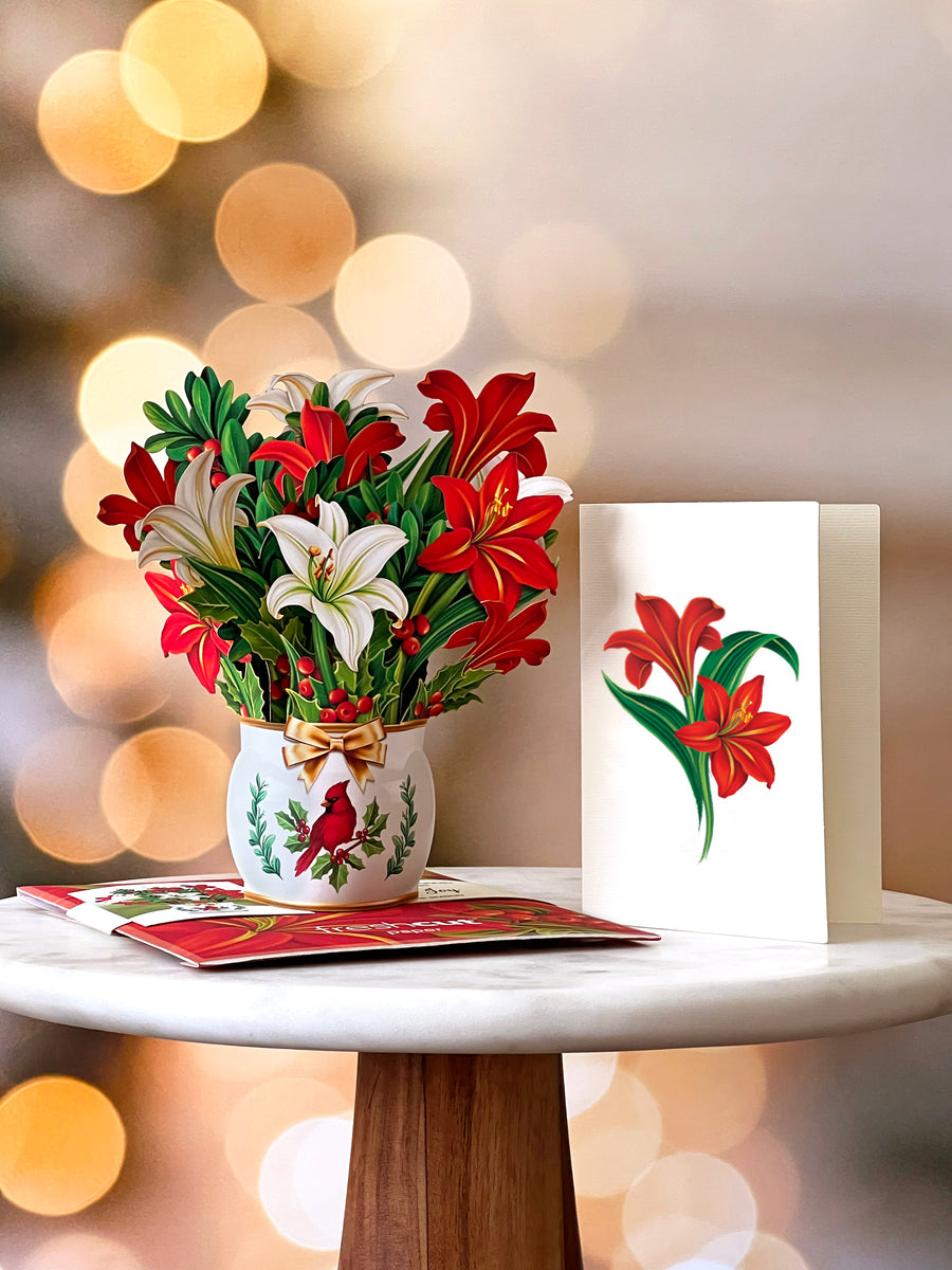 FreshCut Paper Pop-Up Red Amaryllis Bouquet