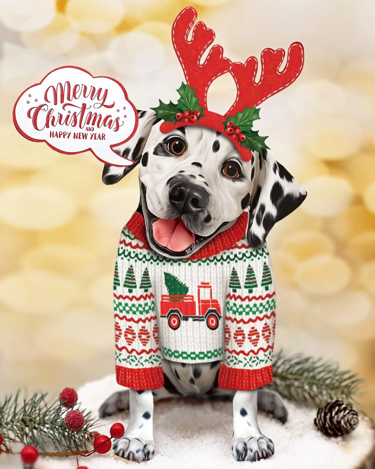 Holiday Dalmatian Pop-Up Pet Card