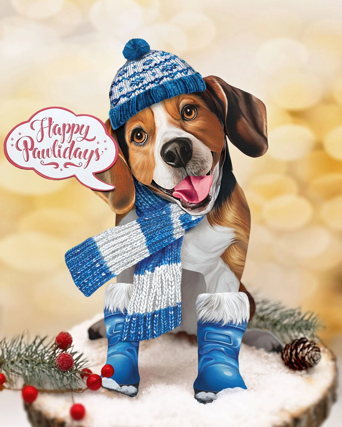 Holiday Beagle Pop-Up Pet Card