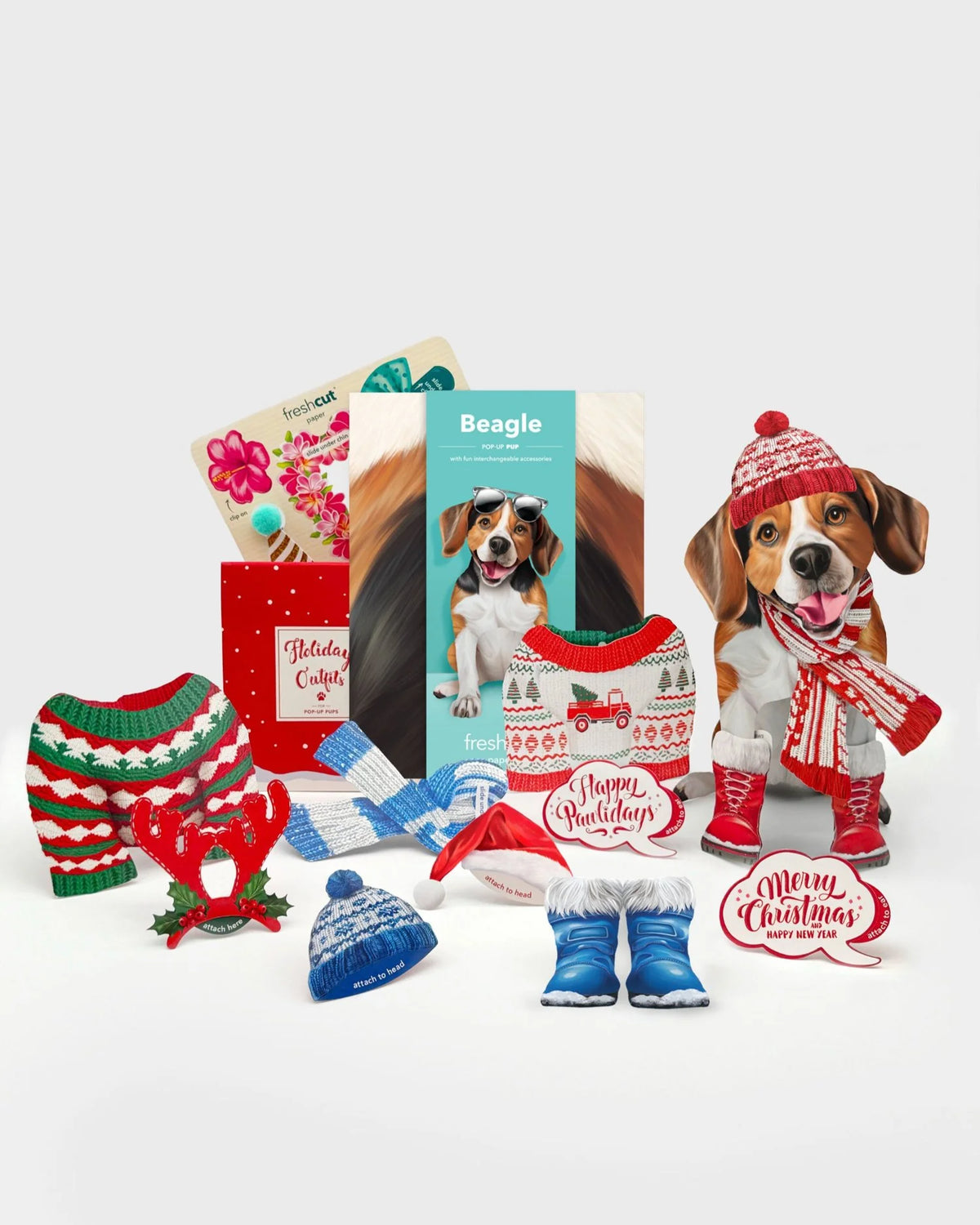 Holiday Beagle Pop-Up Pet Card