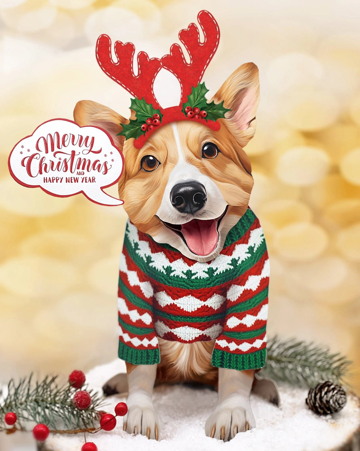 Holiday Corgi Pop-Up Pet Card