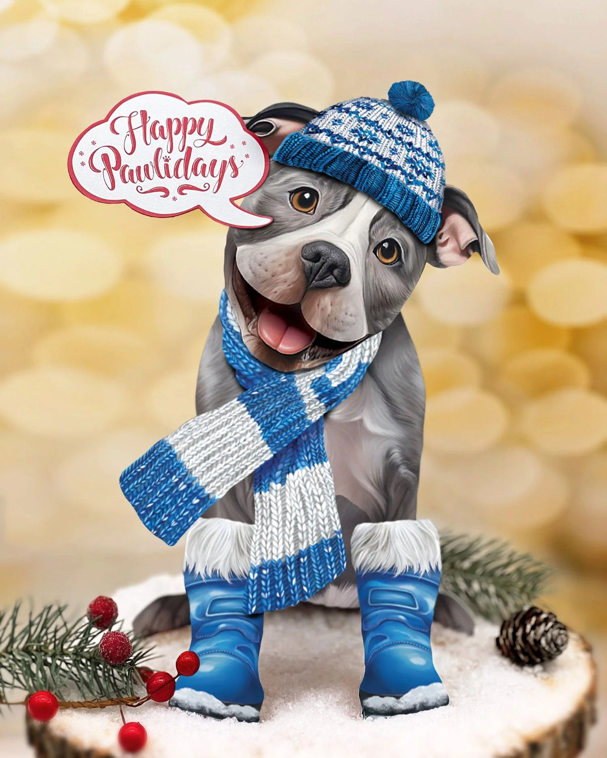 Holiday Pit Bull Pop-Up Pet Card