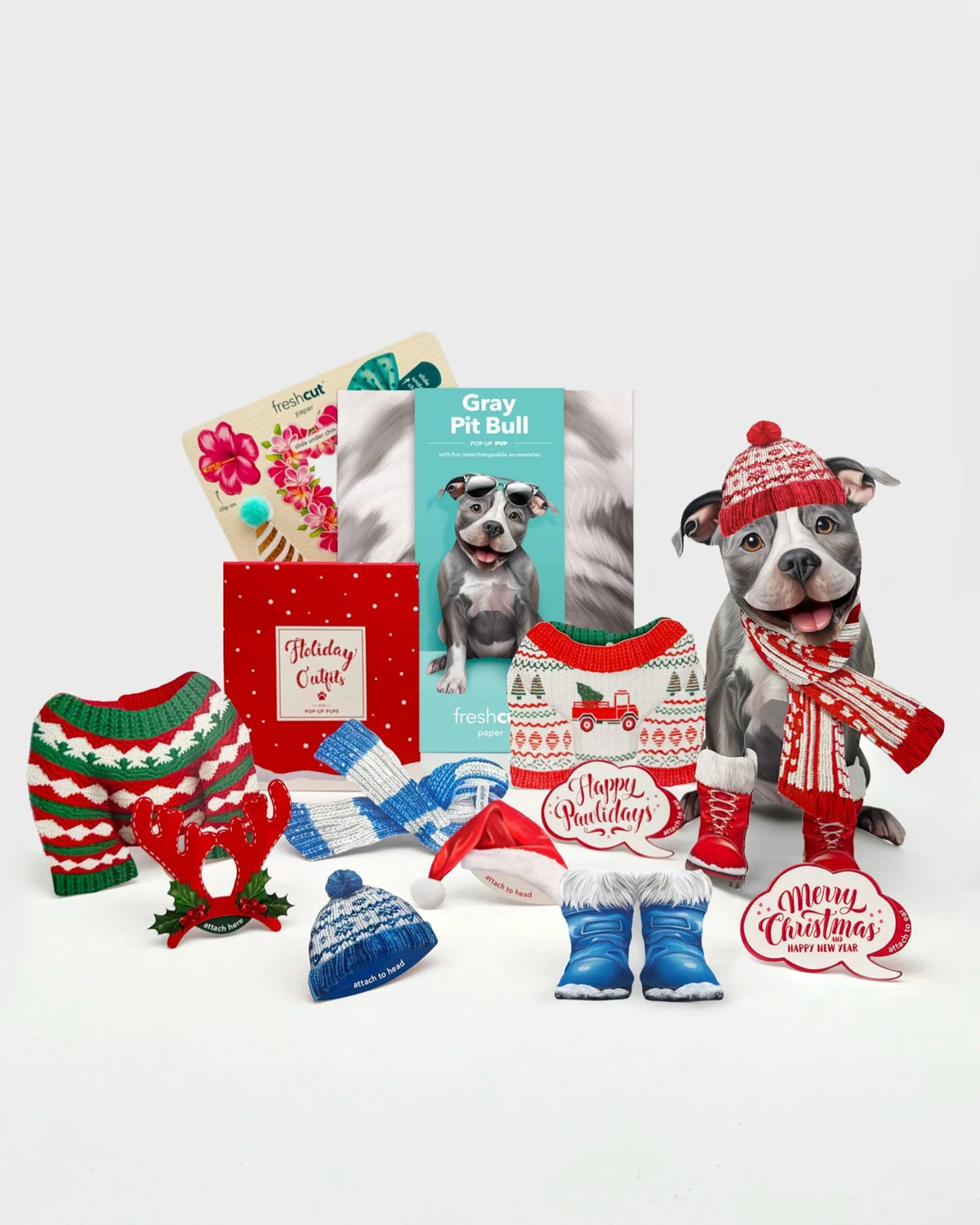 Holiday Pit Bull Pop-Up Pet Card