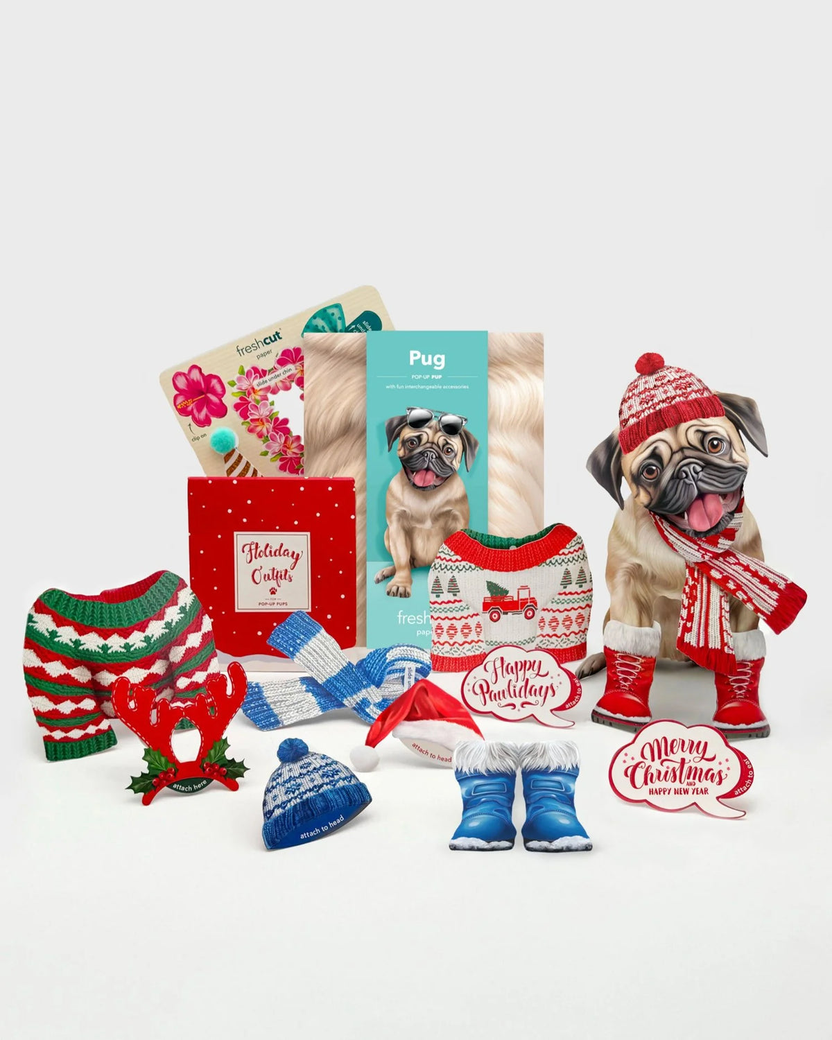 Holiday Pug Pop-Up Pet Card