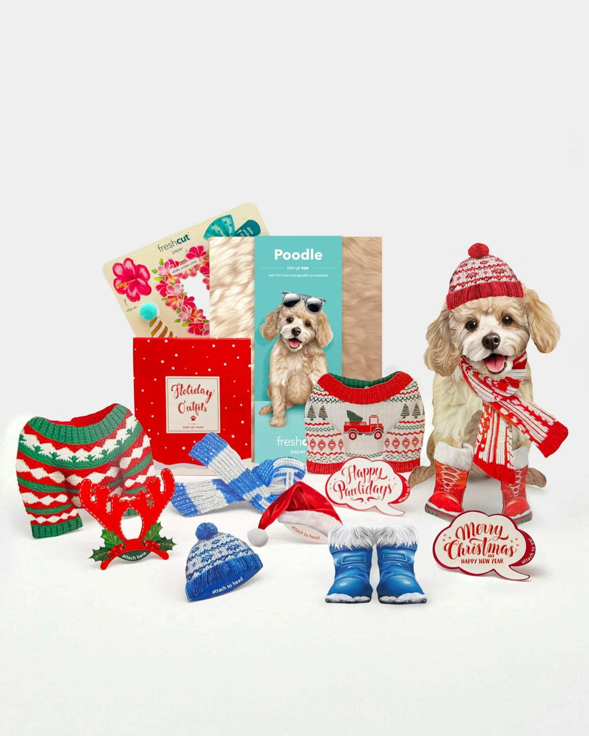 Holiday Poodle Pop-Up Pet Card