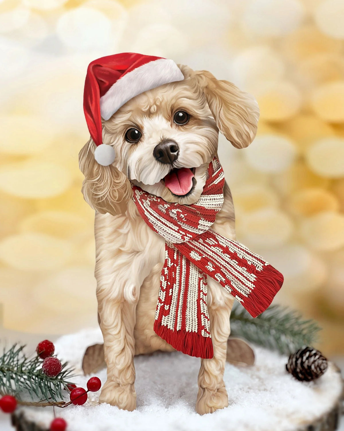 Holiday Poodle Pop-Up Pet Card