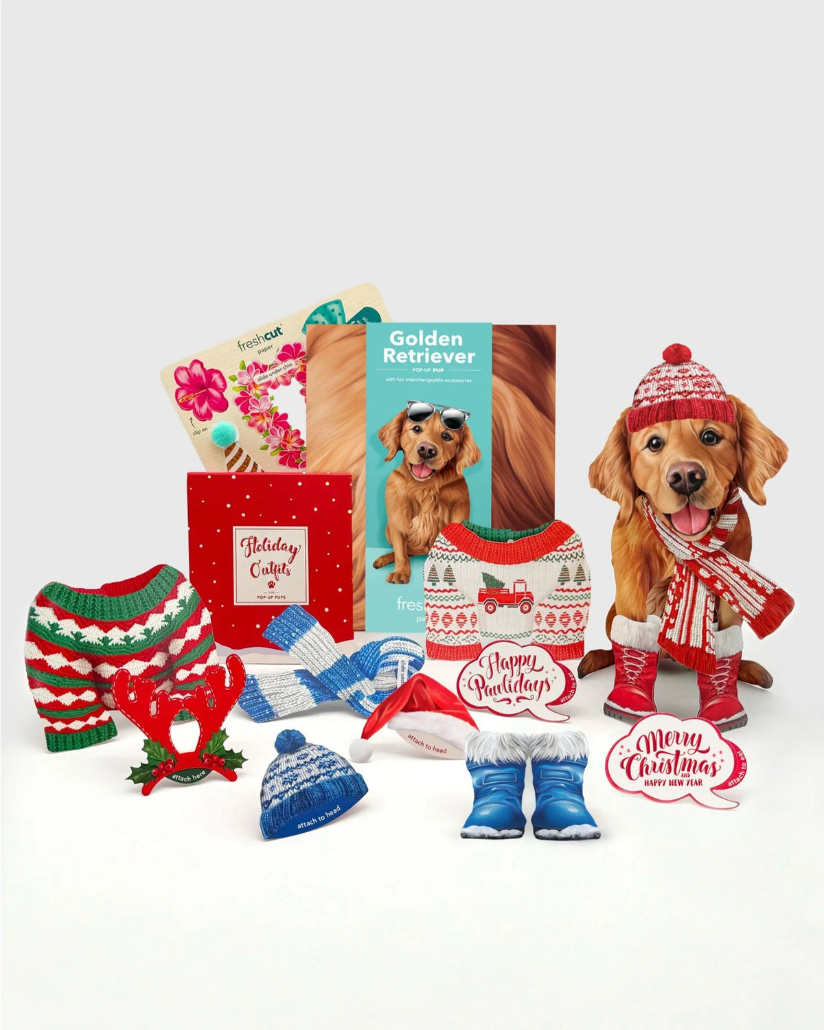 Holiday Golden Retriever Pop-Up Pet Card