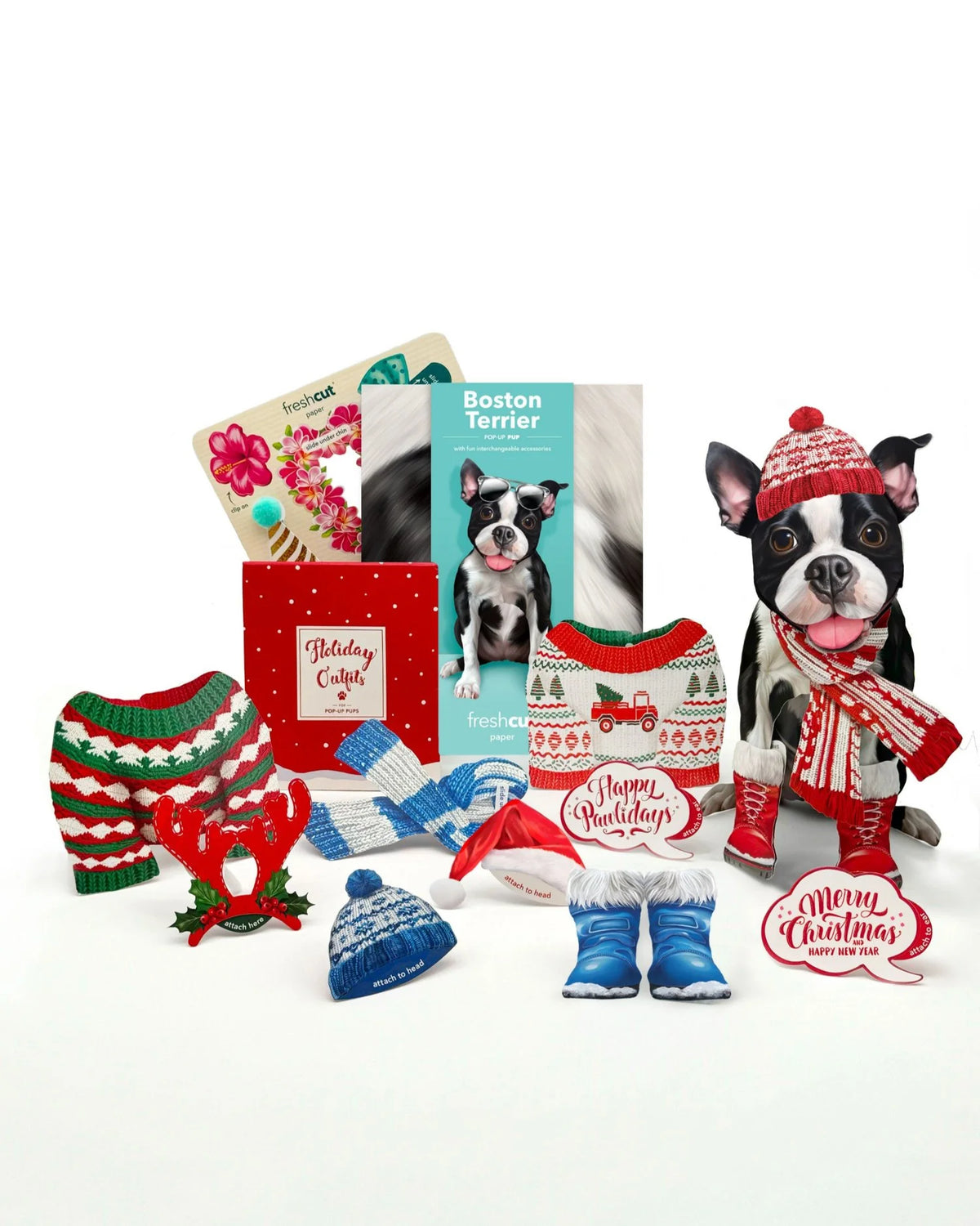 Holiday Boston Terrier Pop-Up Pet Card