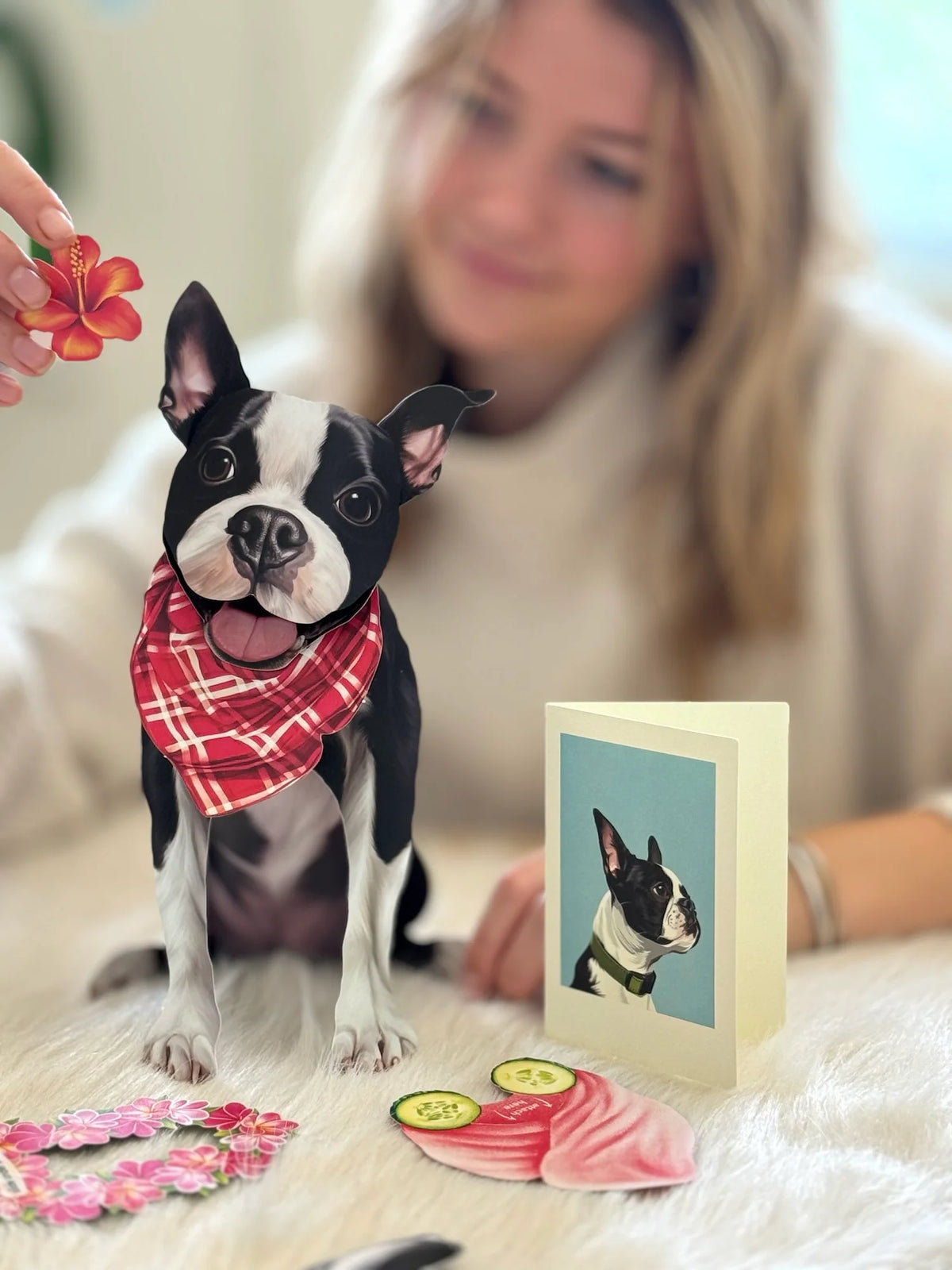 Boston Terrier Pop-Up Pet Greeting Card