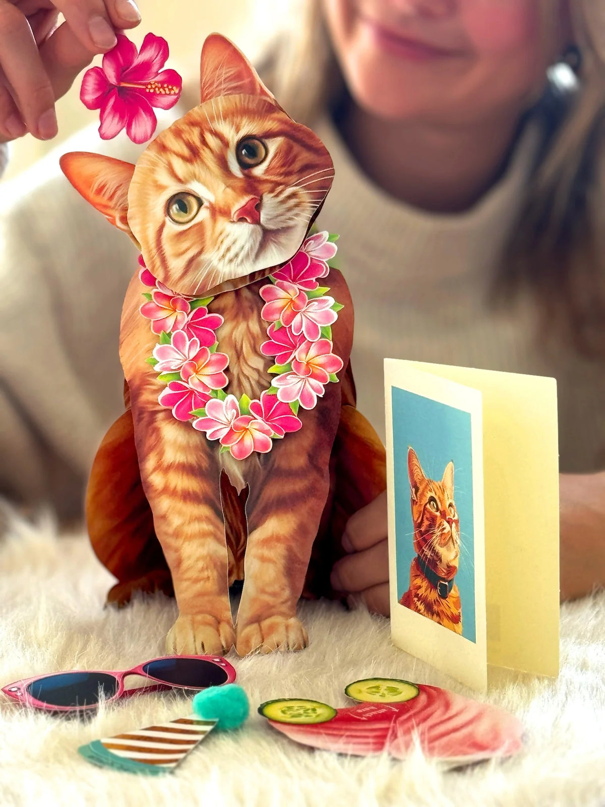 Orange Tabby Cat Pop-Up Pet Card