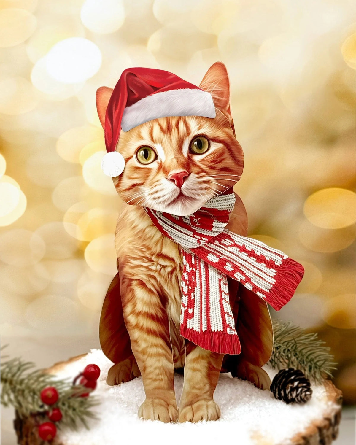 Holiday Orange Tabby Cat Pop-Up Pet Card