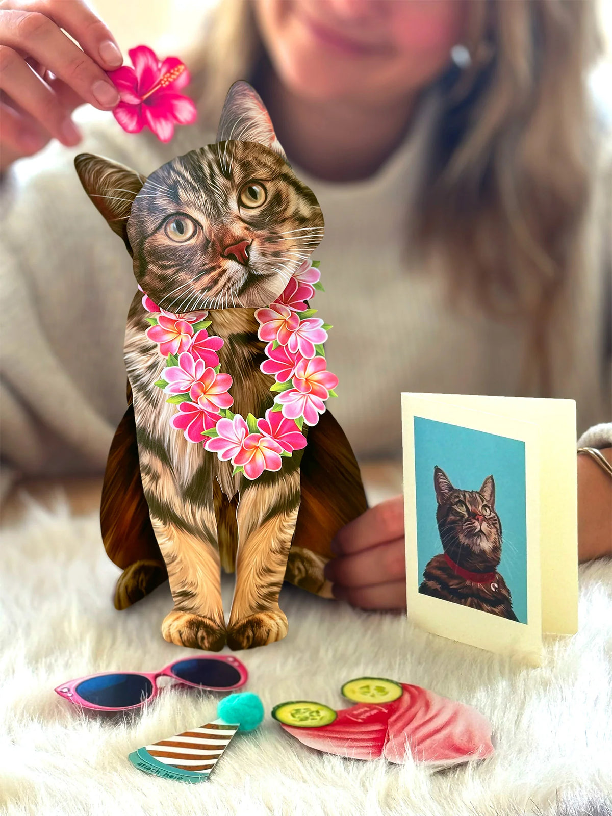 Brown Tabby Cat Pop-Up Pet Card