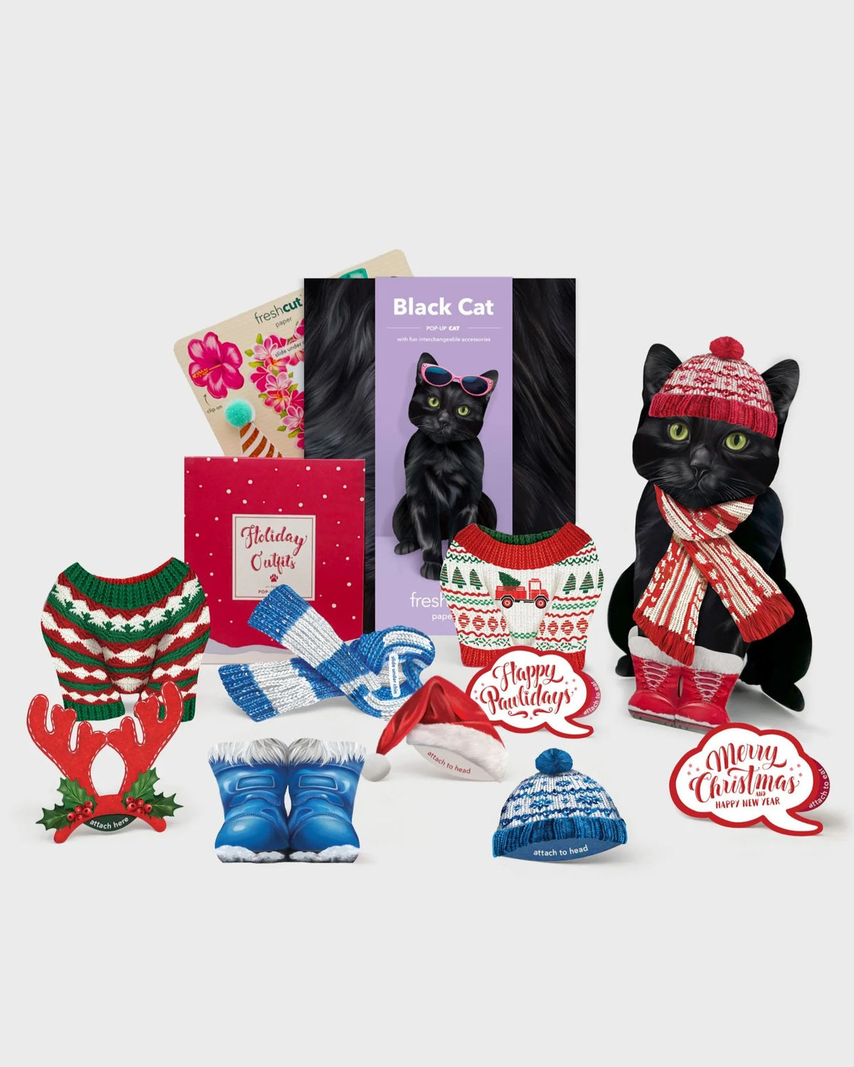 Holiday Black Cat Pop-Up Pet Card