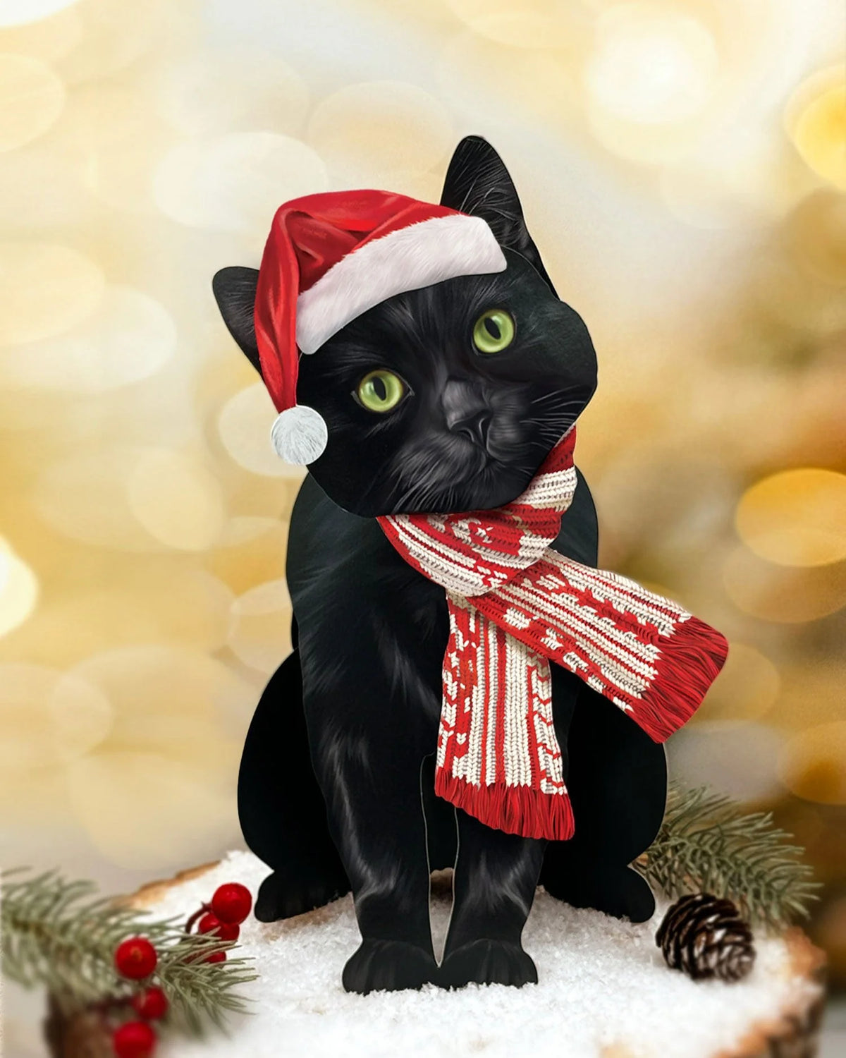 Holiday Black Cat Pop-Up Pet Card