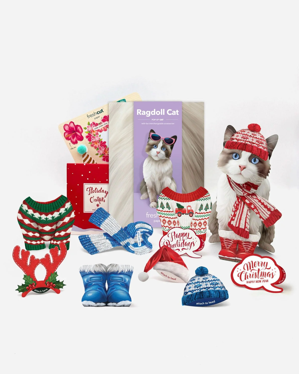 Holiday Ragdoll Cat Pop-Up Pet Card