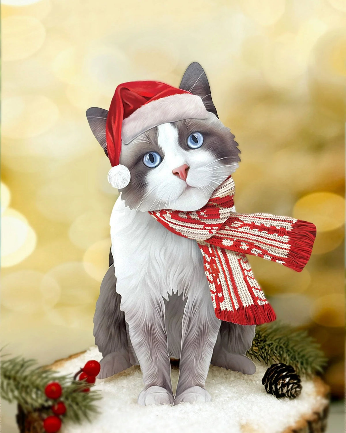 Holiday Ragdoll Cat Pop-Up Pet Card