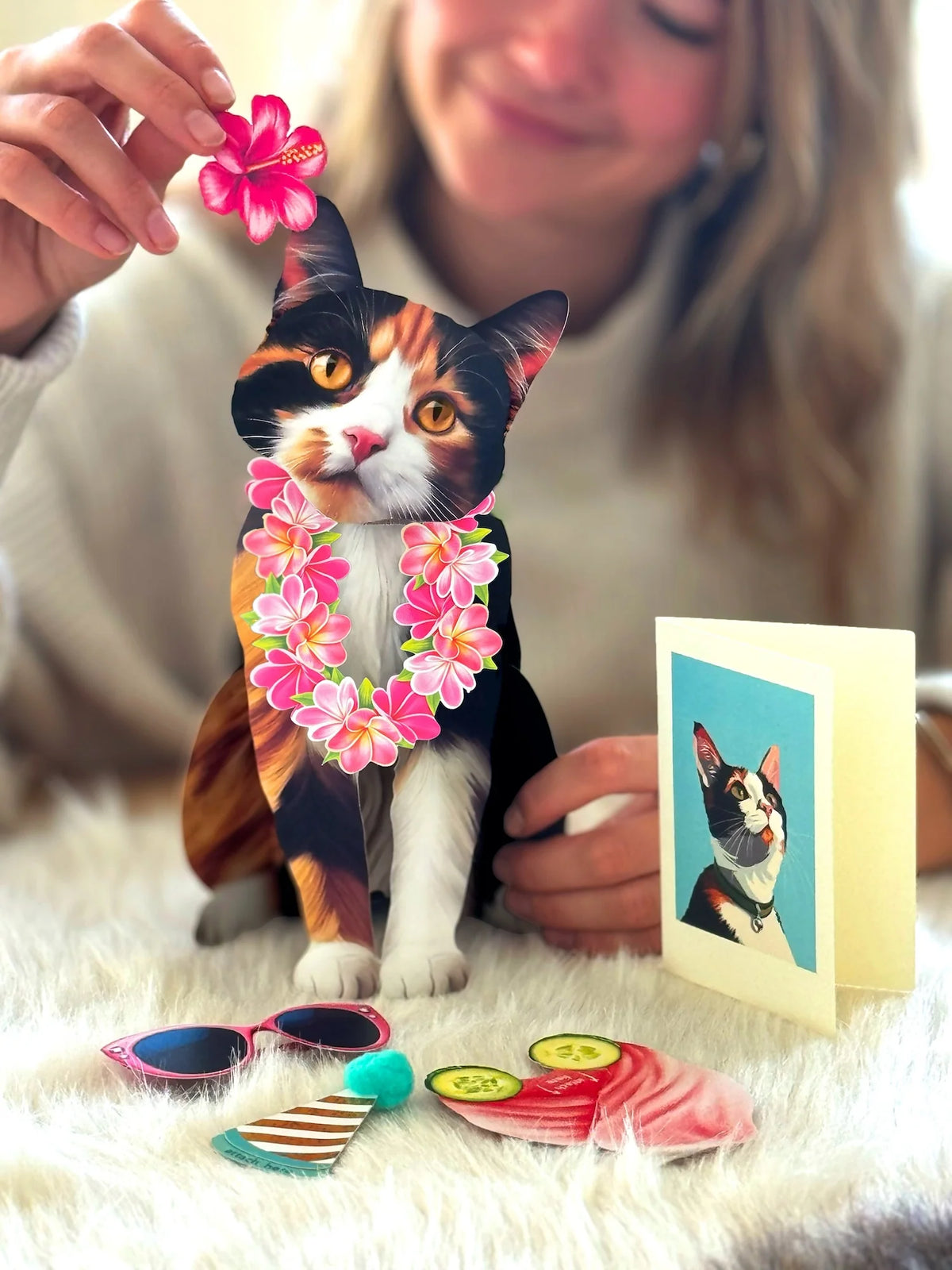 Calico Cat Pop-Up Pet Card