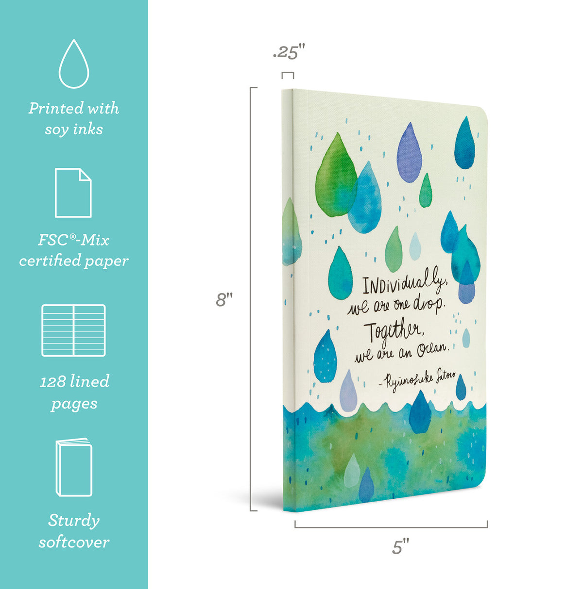 &quot;Individually, We Are One Drop. Together, We Are An Ocean.&quot; — Ryunosuke Satoro Write Now Softcover Journal