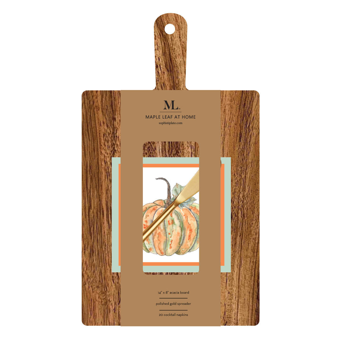 Bright and Thankful Acacia Handle Board and Gold Spreader