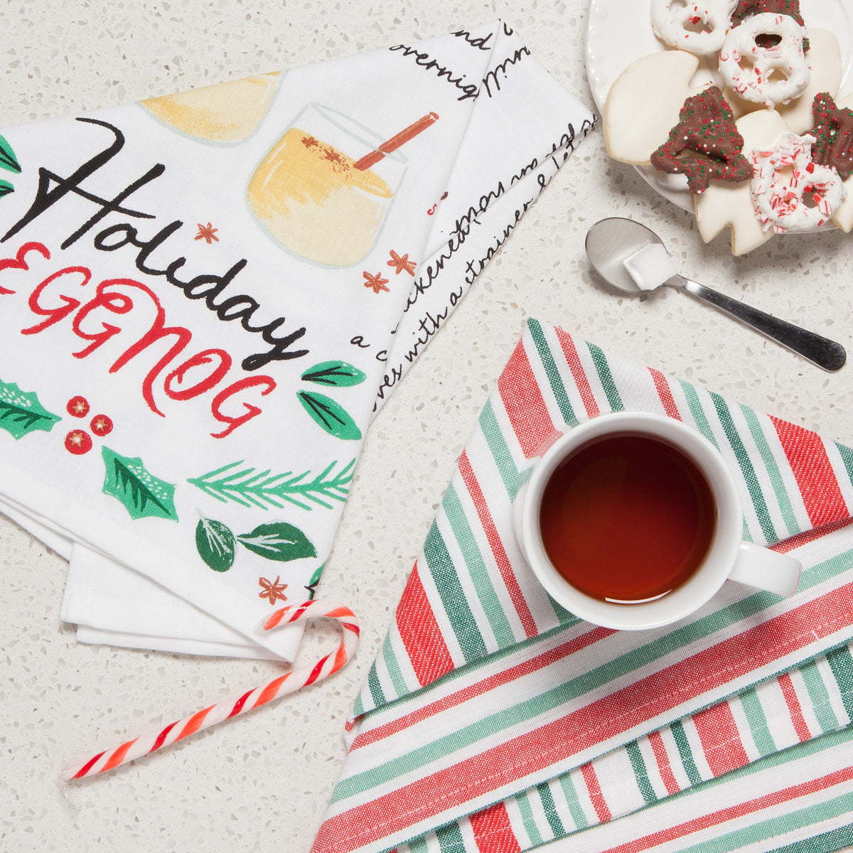 Holiday Eggnog Recipe Tea Towel Set of 2