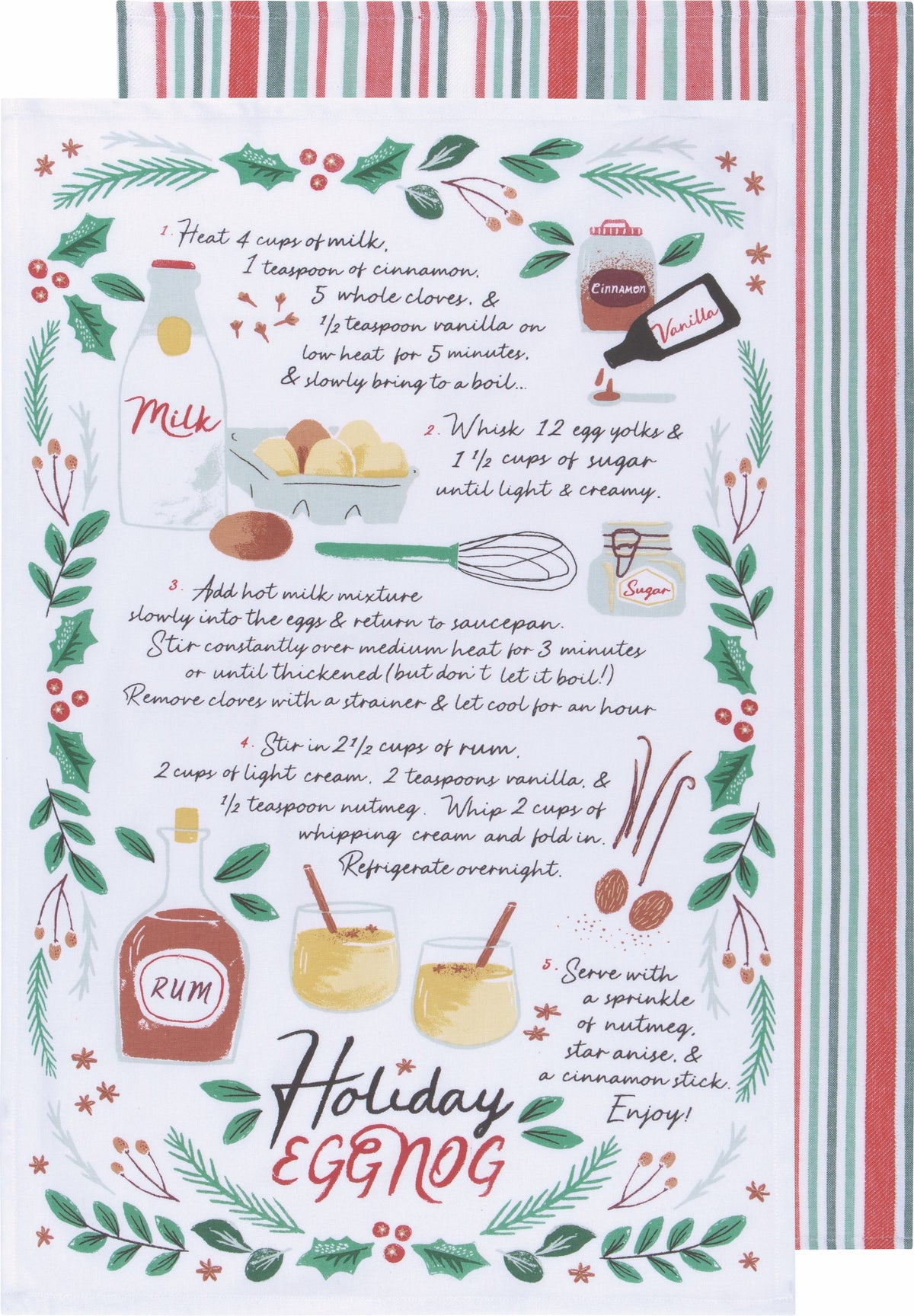 Holiday Eggnog Recipe Tea Towel Set of 2