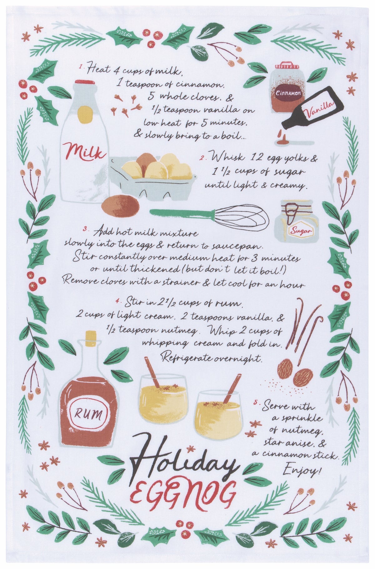 Holiday Eggnog Recipe Tea Towel Set of 2