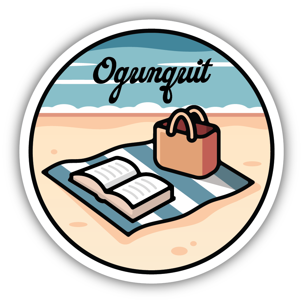 Beach Bum Book Scene Ogunquit Sticker