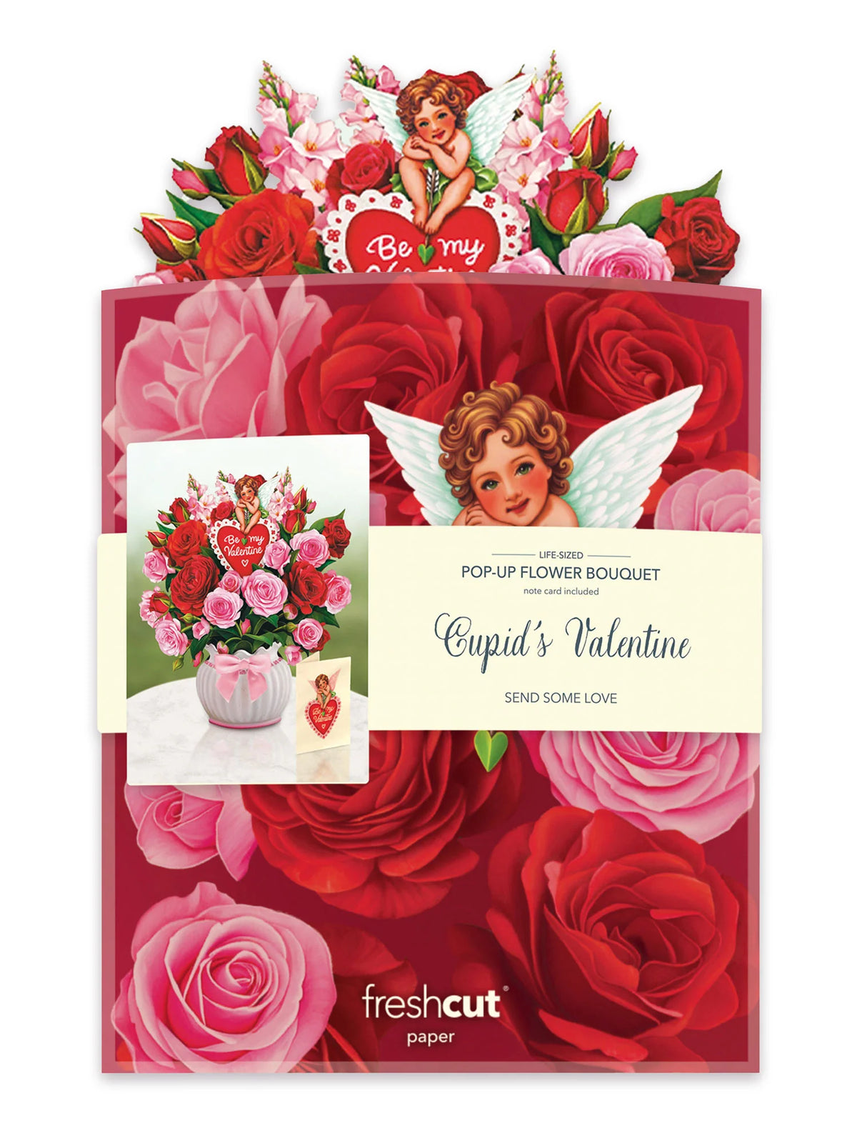 Cupid&#39;s Valentine Flower Bouquet Pop-Up Card