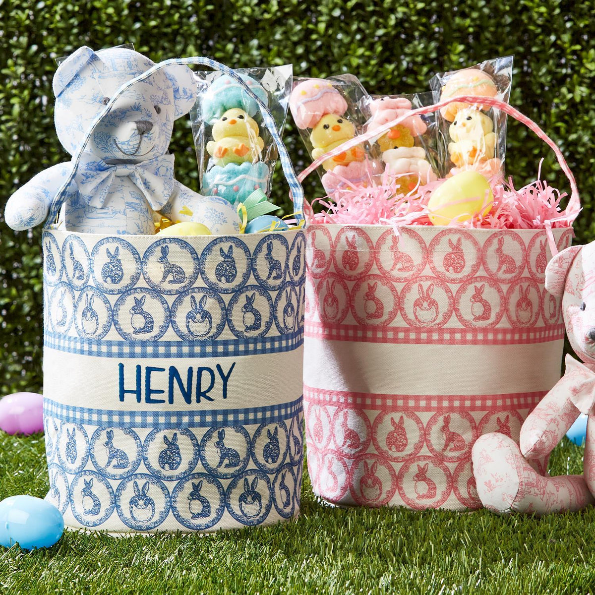 Easter Egg Hunt Gingham and Bunny Easter Baskets