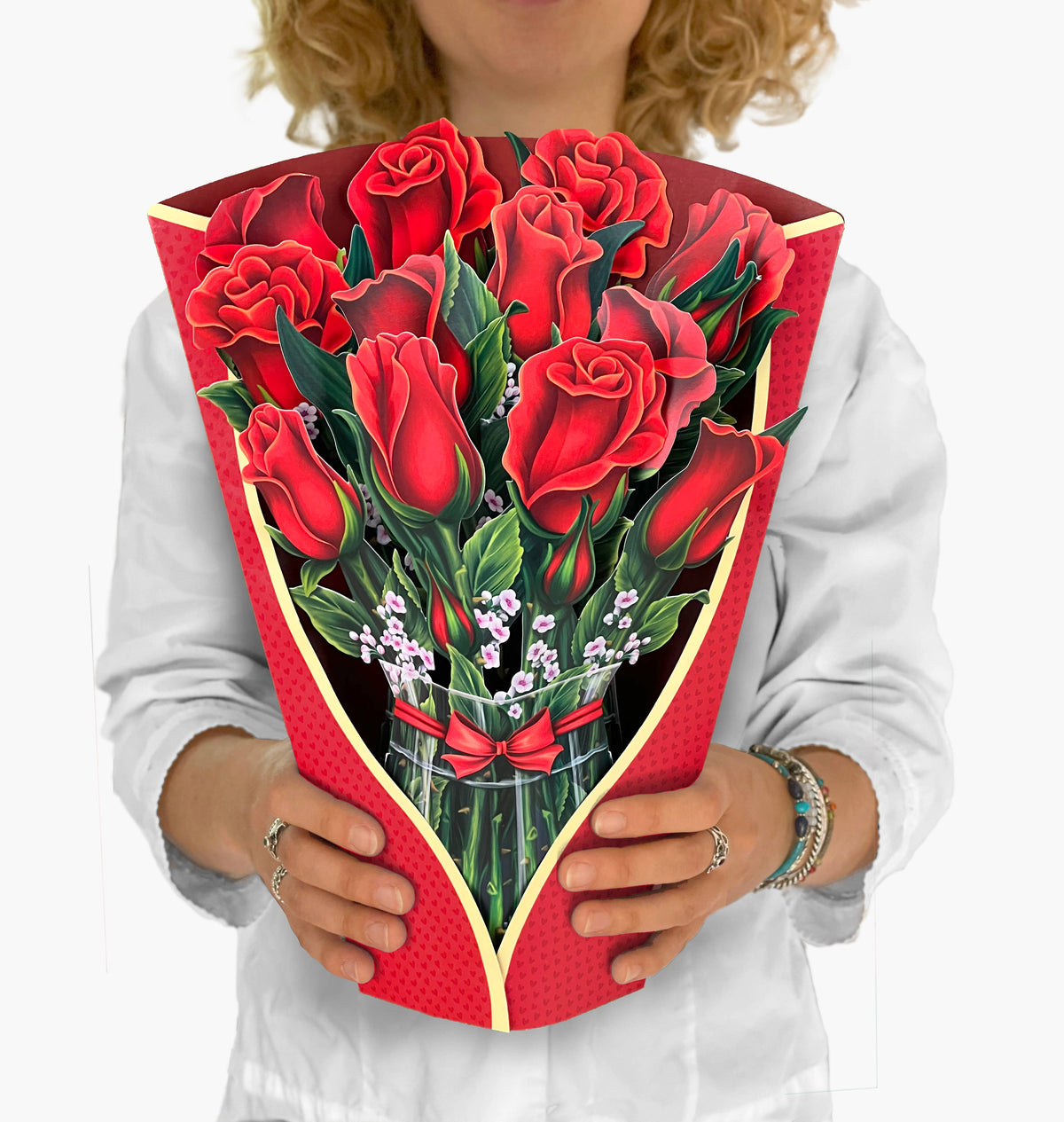 Red Roses Pop-Up Flower Bouquet Card