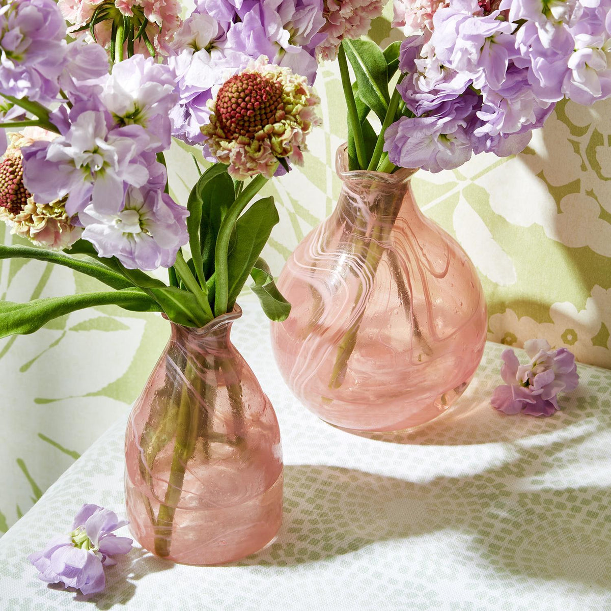 Pink Recycled Glass Handblown Vases