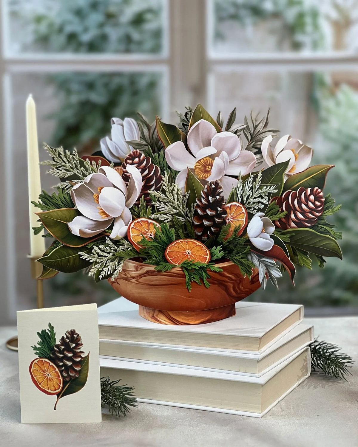 Winter Magnolia Pop-Up Floral Bouquet Card