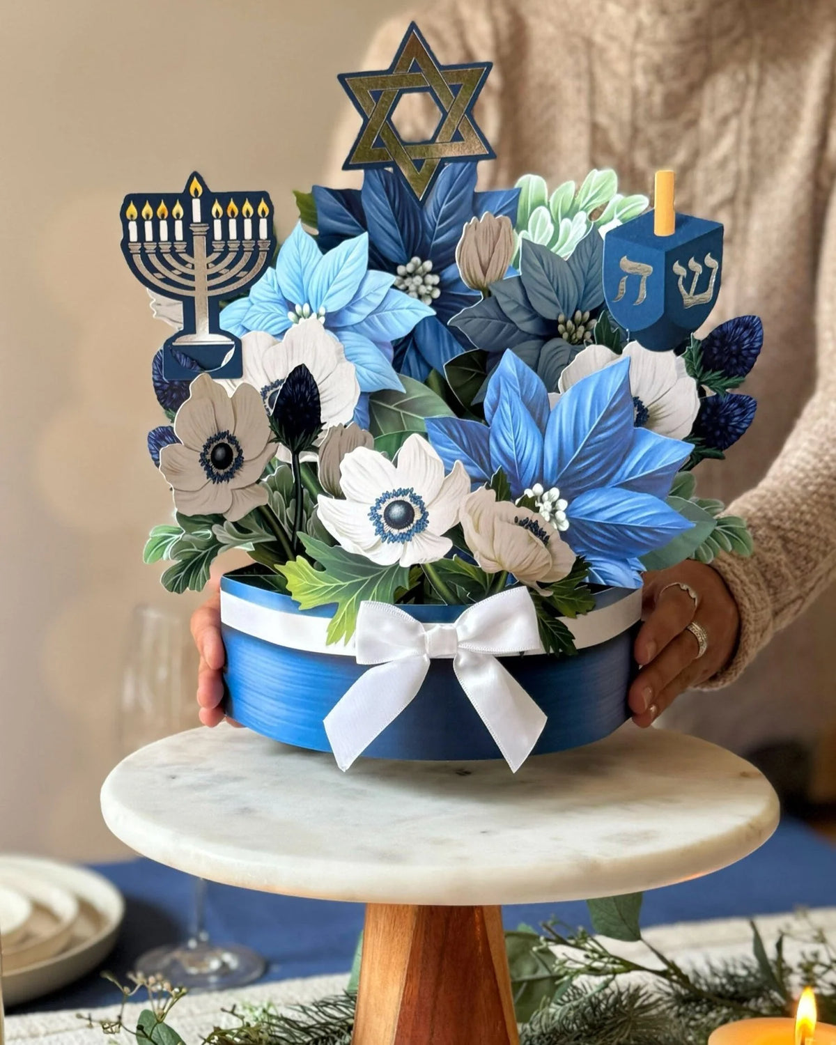 Hanukkah Wishes Pop-Up Floral Bouquet Card