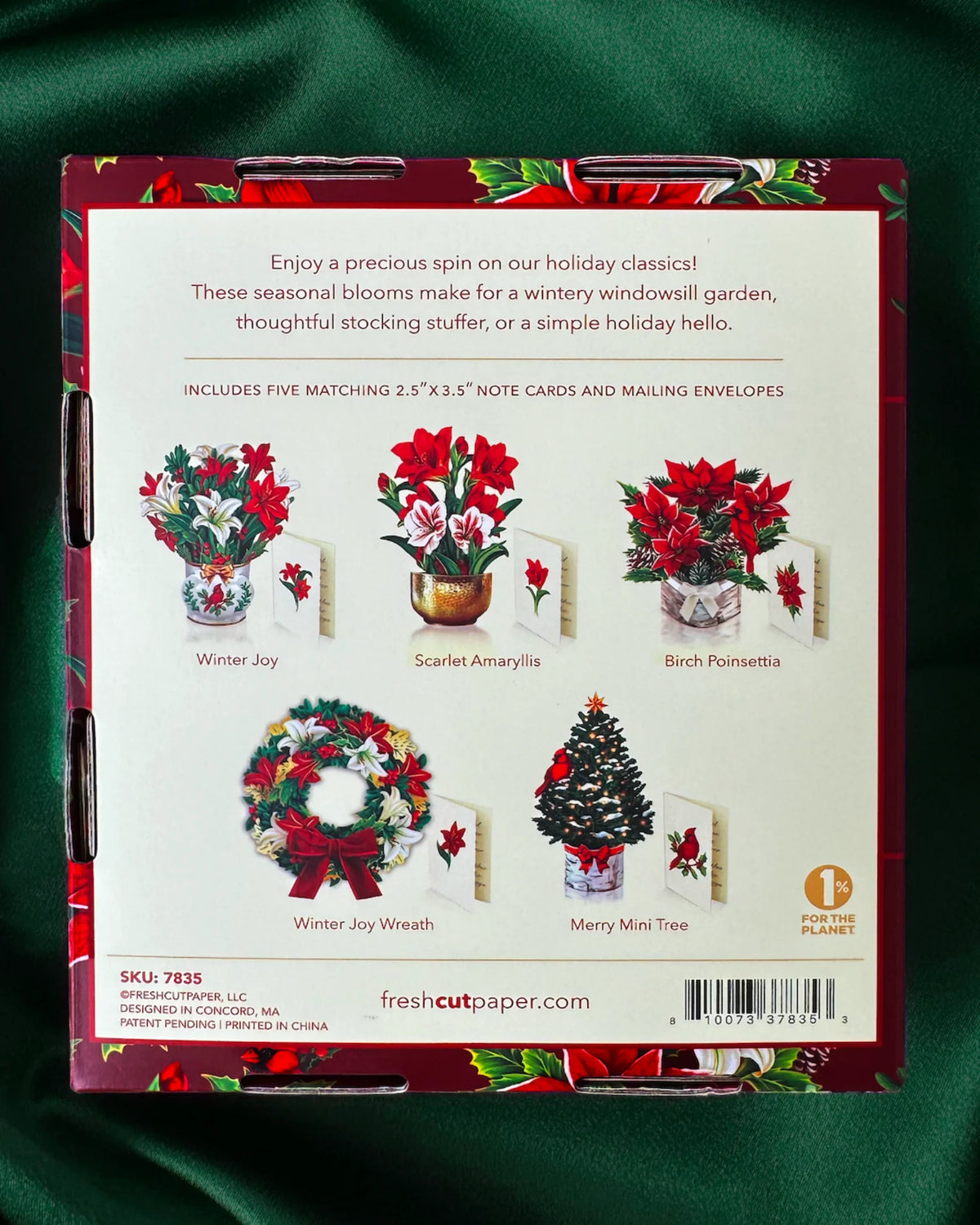 Freshcut Paper Holiday Collection Boxed Set of 5 Mini Holiday Pop-Up Greeting Cards