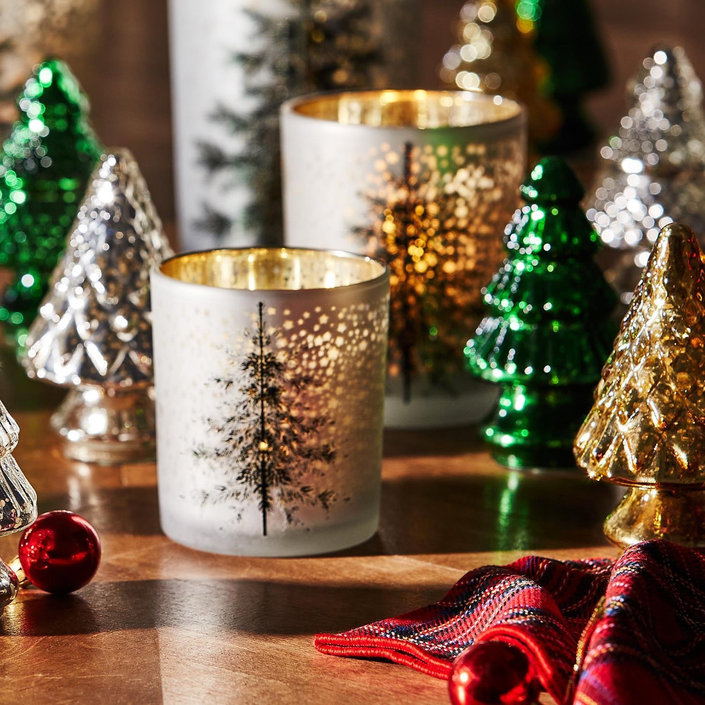 Snowy Forest Metallic Candleholders