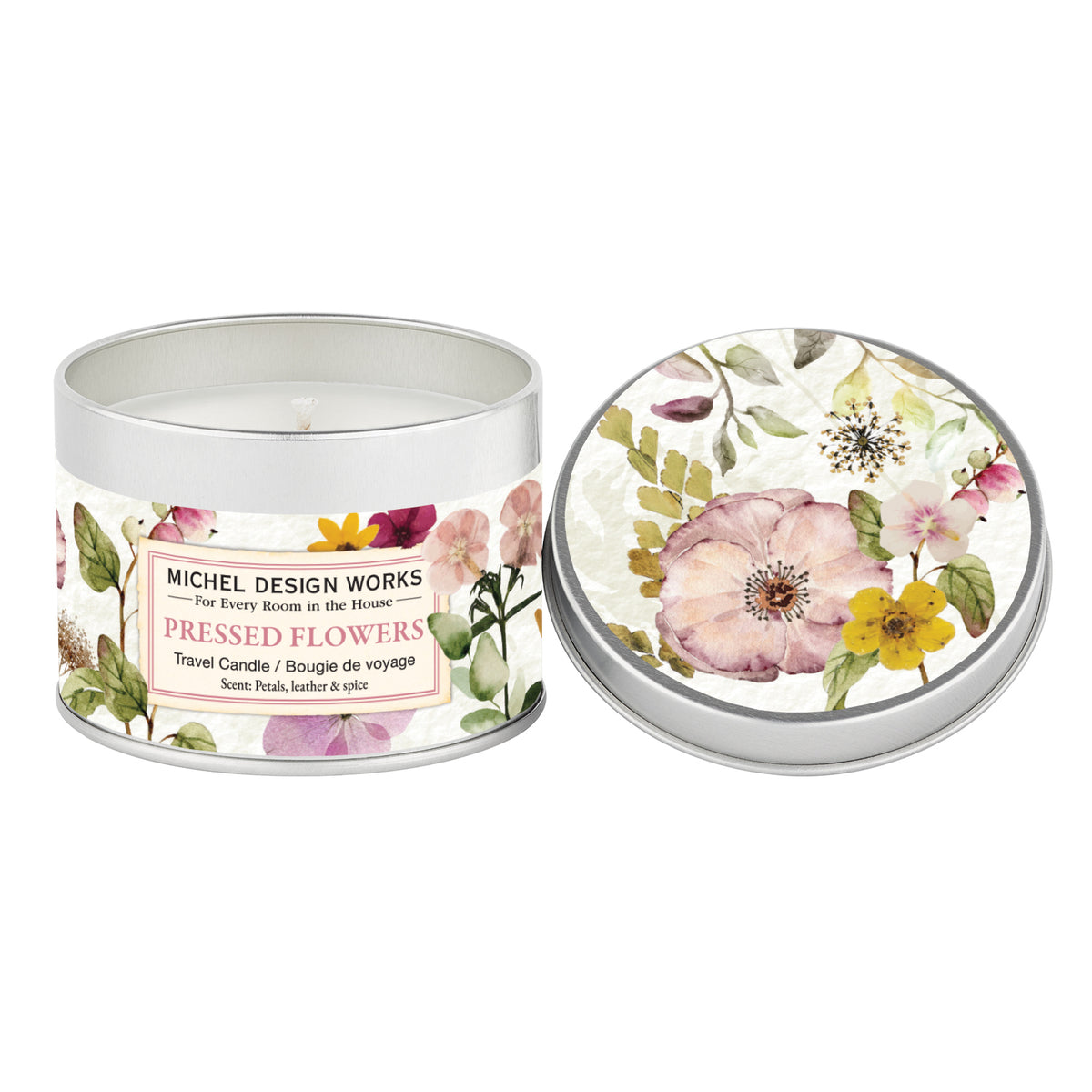 Pressed Flowers Travel Candle