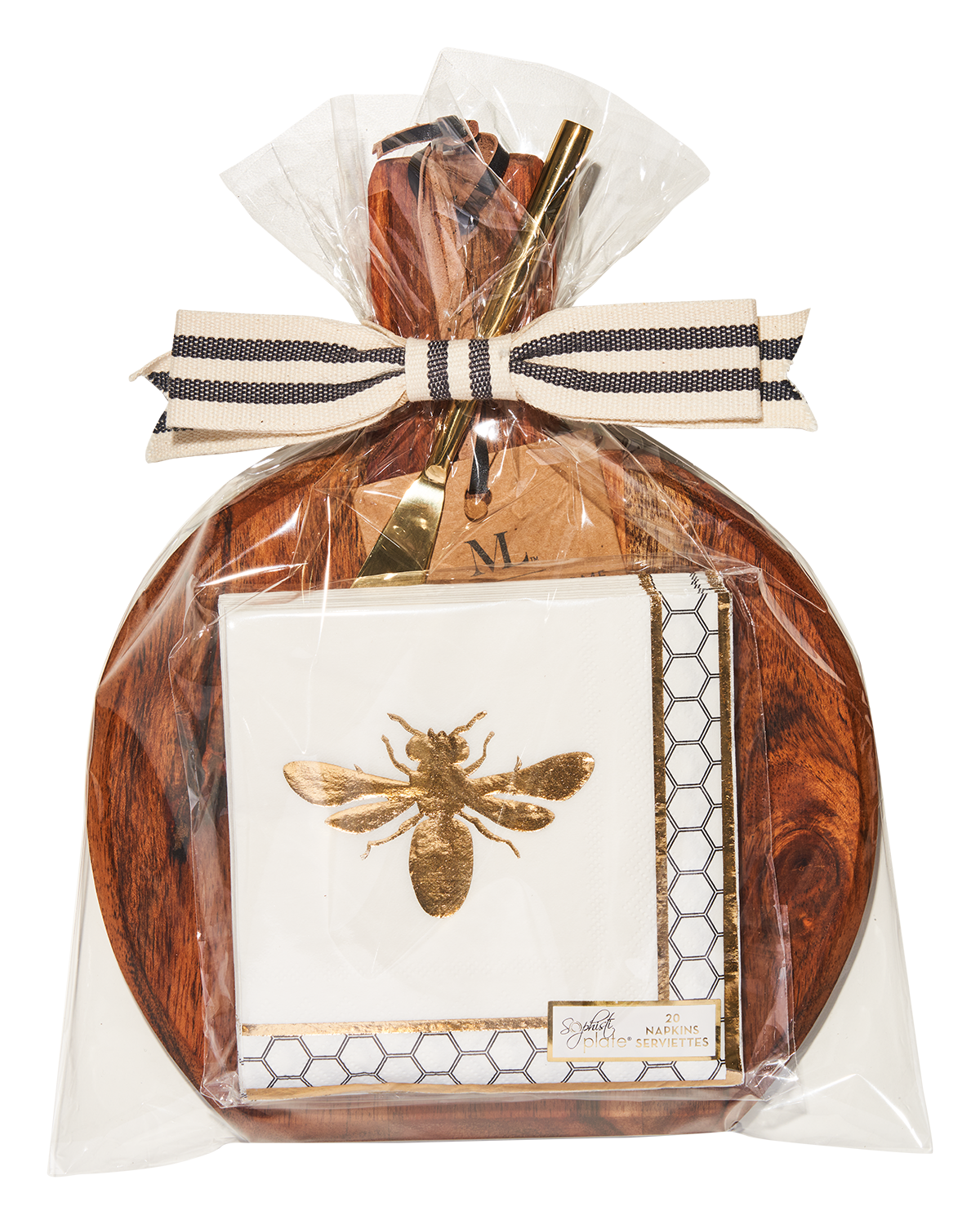 9.75x8" Medium Acacia Bevel Board w/ Gold Spreader