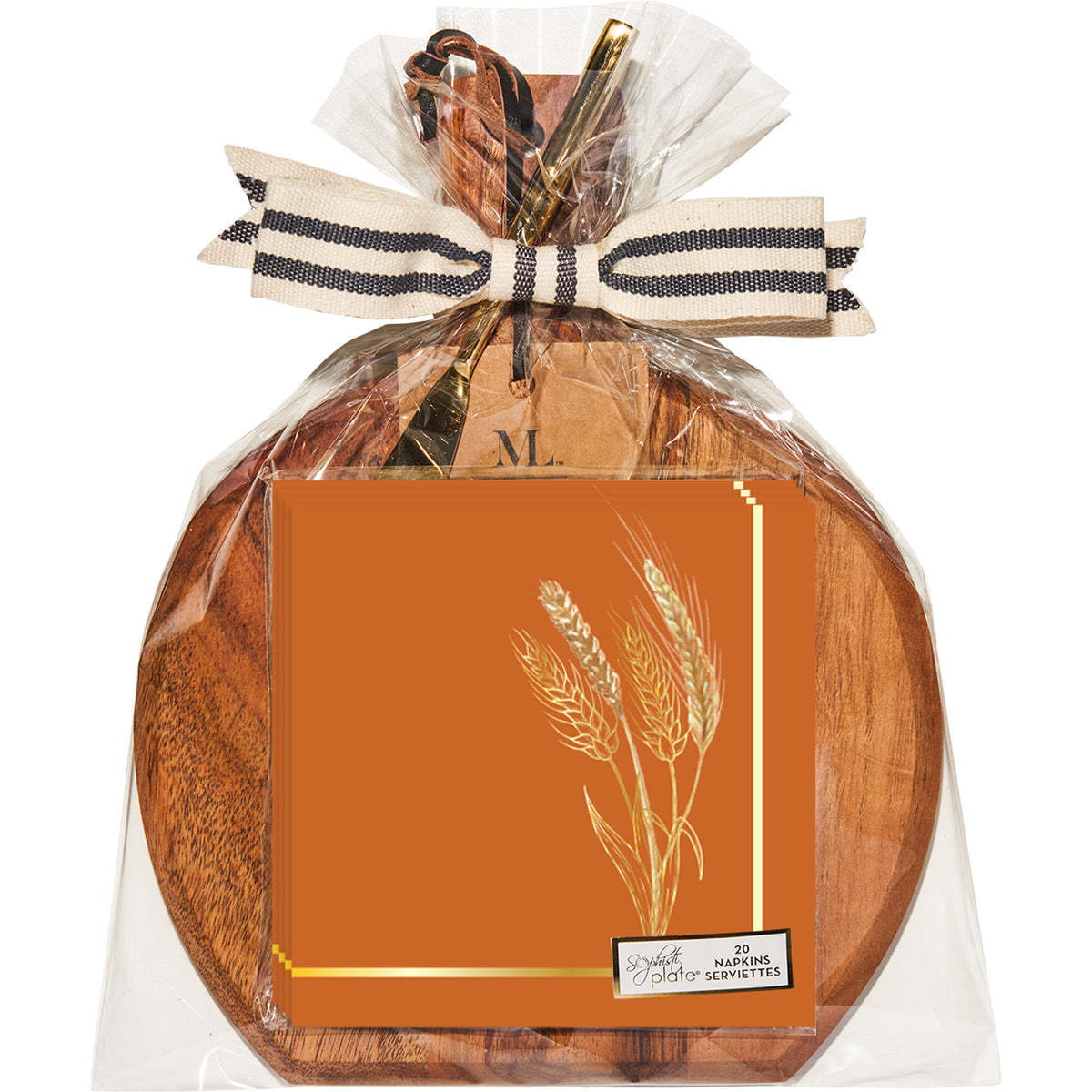 Harvest Wheat Acacia Bevel Board and Gold Spreader