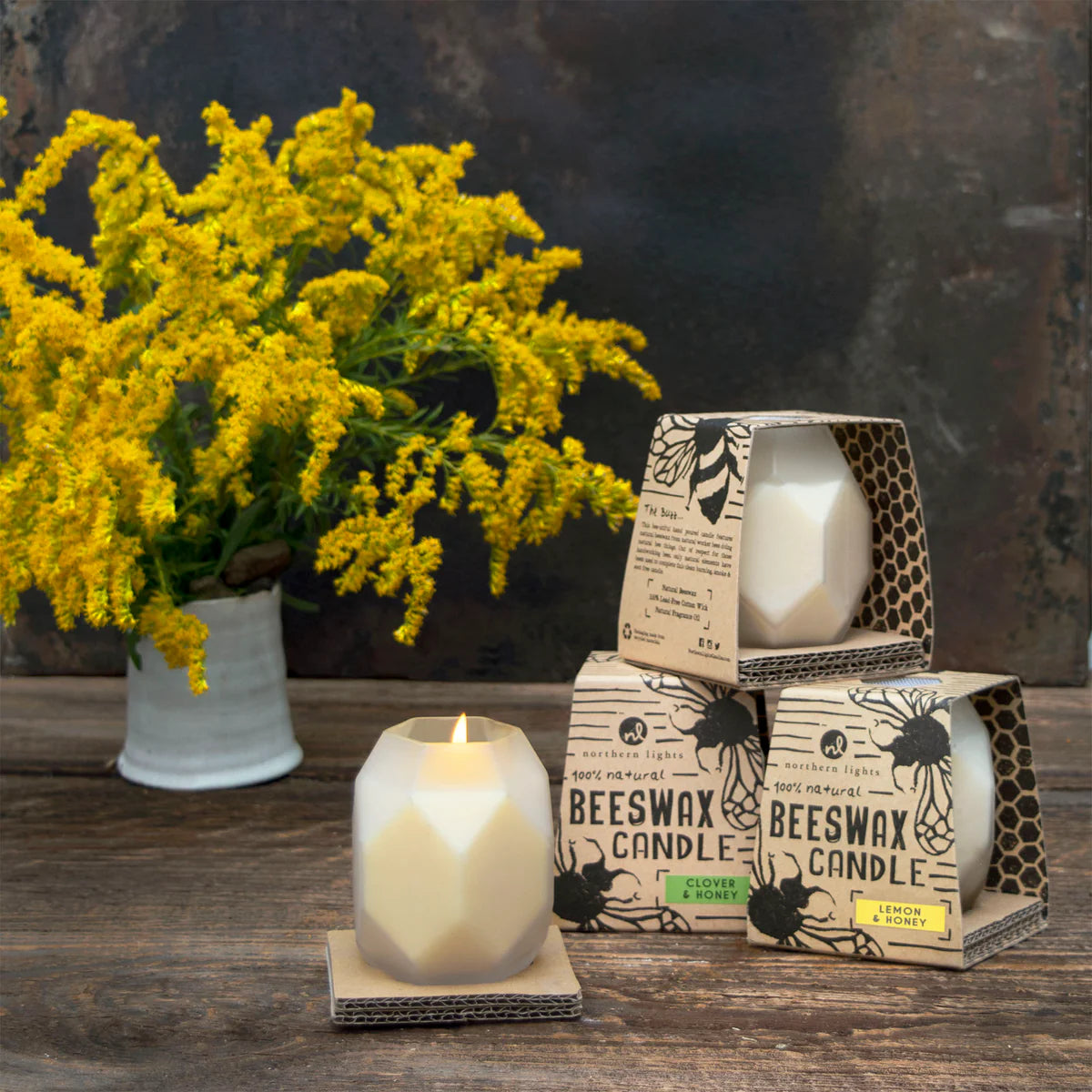 Lemon and Honey Beeswax Candle