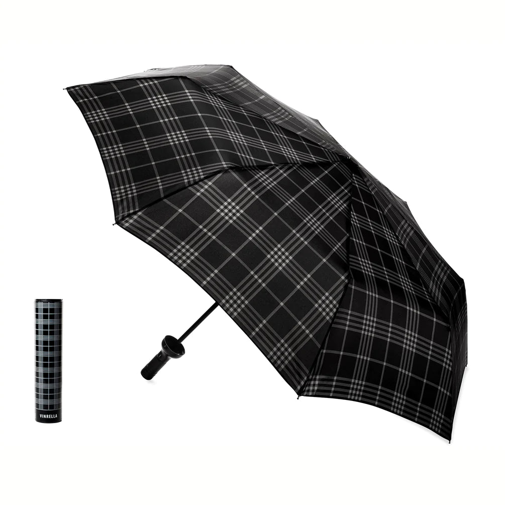 Black Plaid Wine Bottle Umbrella