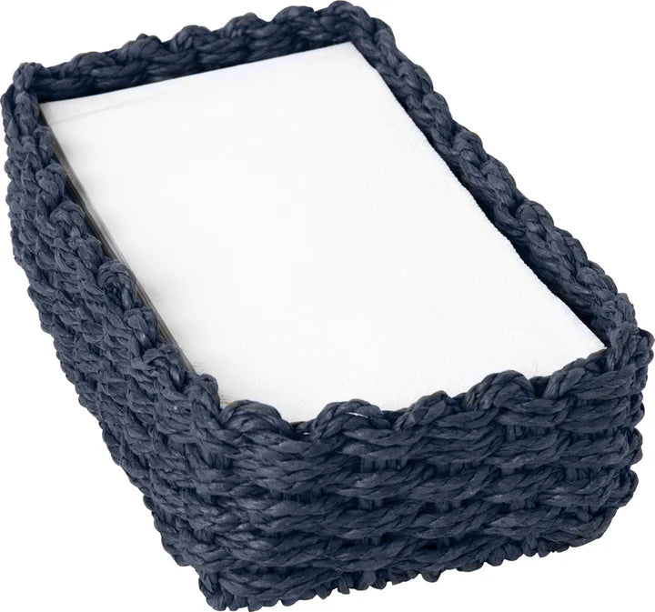 Blue Paper Weave Guest Towel Napkin Caddy