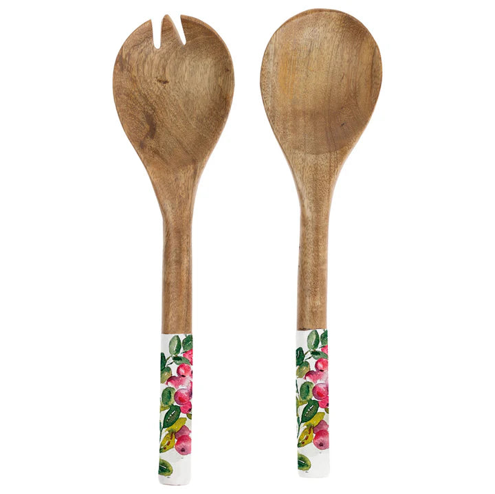 Cranberry Wreath Mango Wood Salad Servers