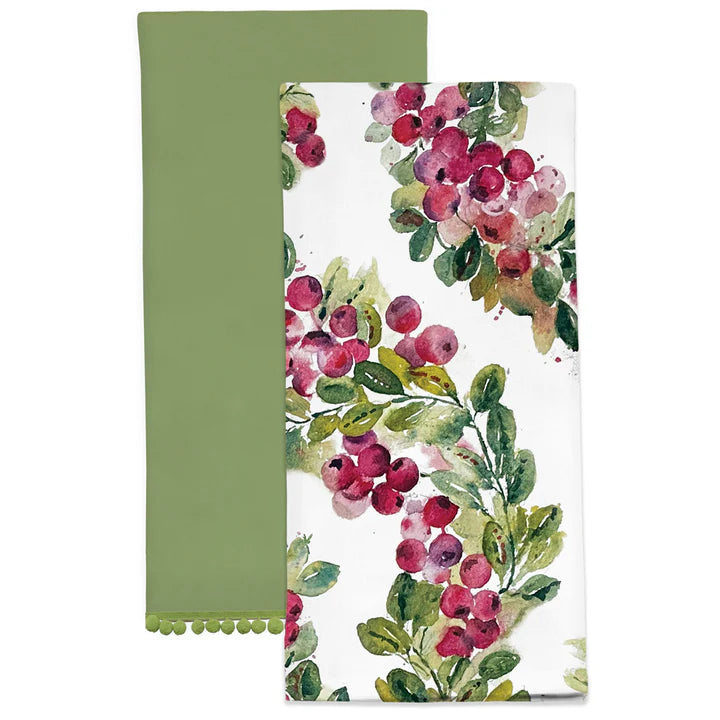 Cranberry Wreath Tea Towels Set of 2