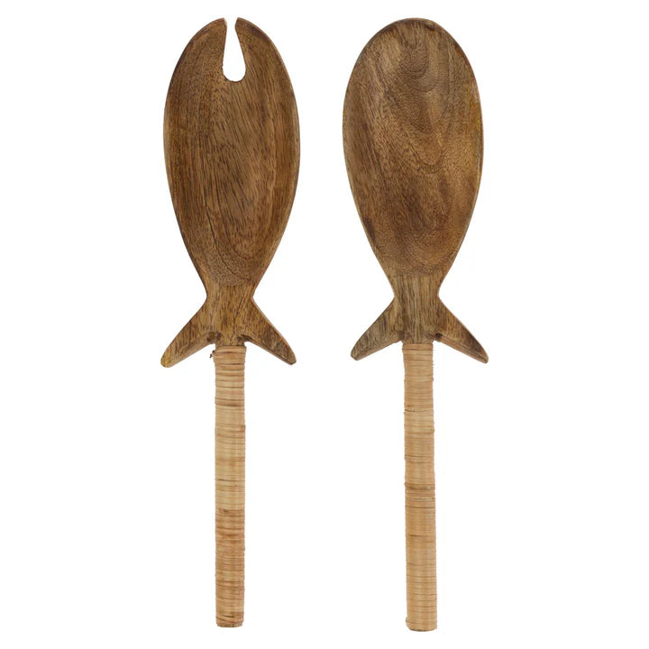 Wood Fish Serving Set