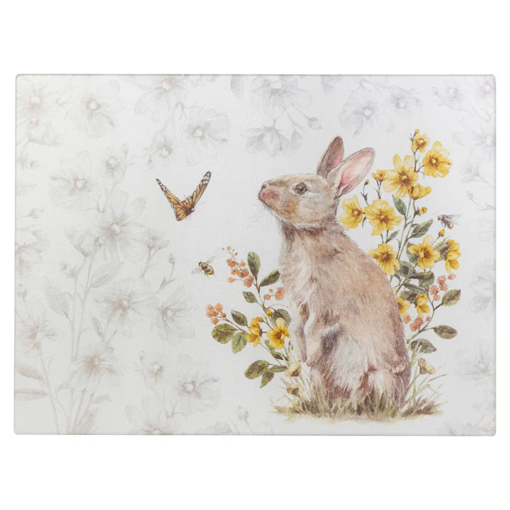 Garden Rabbit Glass Charcuterie Board