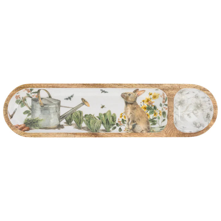 Garden Rabbit Mango Wood Sectioned Tray