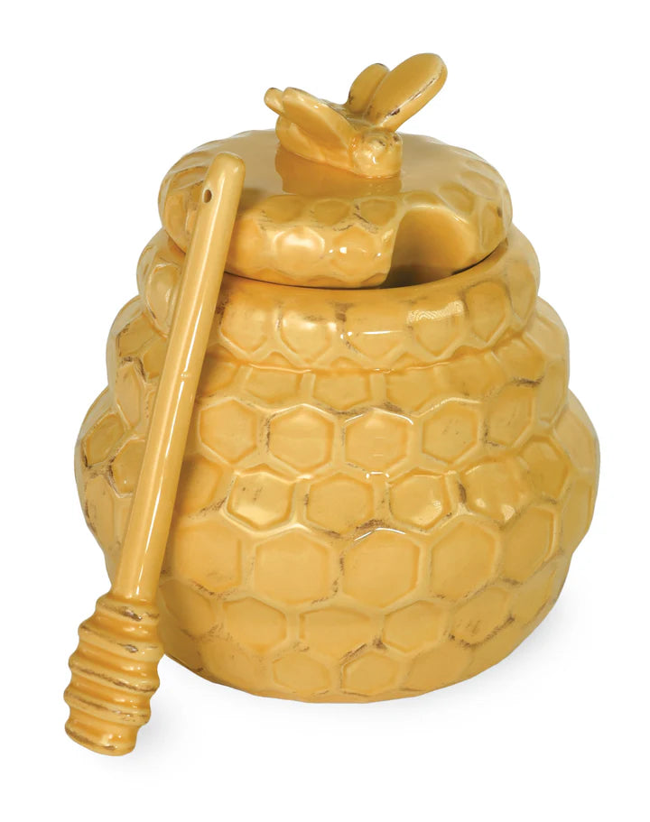 Honeycomb Honey Pot and Dipper Set