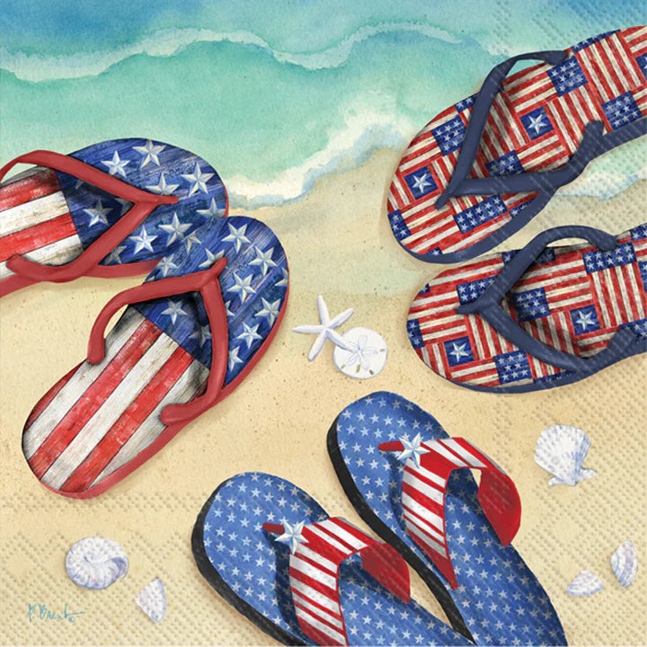 Americana Beach Flip Flops Cocktail Napkins