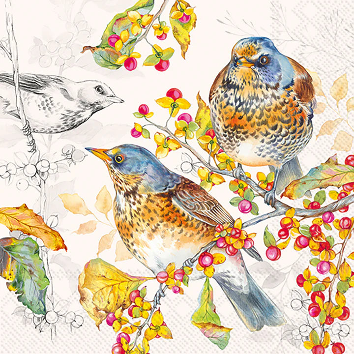 Autumn Birds Cocktail Napkins