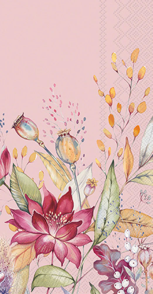 Autumn Meadow Pink Guest Towels